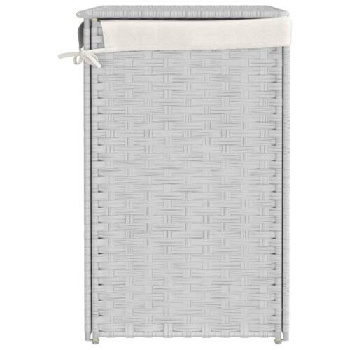 Laundry Basket with 2 Sections White 53x35x57cm Poly Rattan - Image 5
