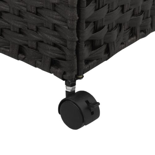 Laundry Basket with Wheels Black 60x35x60.5cm Rattan - Image 9