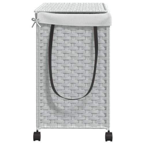 Laundry Basket with Wheels White 60x35x60.5cm Rattan - Image 5