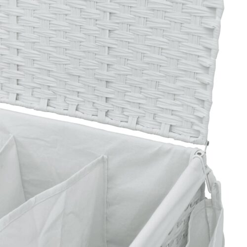 Laundry Basket with Wheels White 60x35x60.5cm Rattan - Image 8