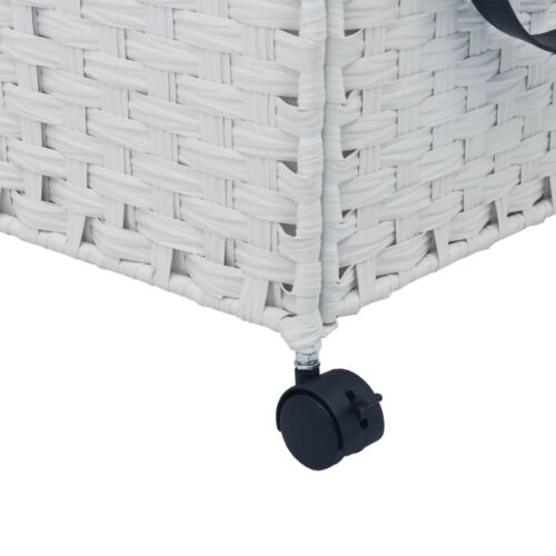 Laundry Basket with Wheels White 60x35x60.5cm Rattan - Image 9