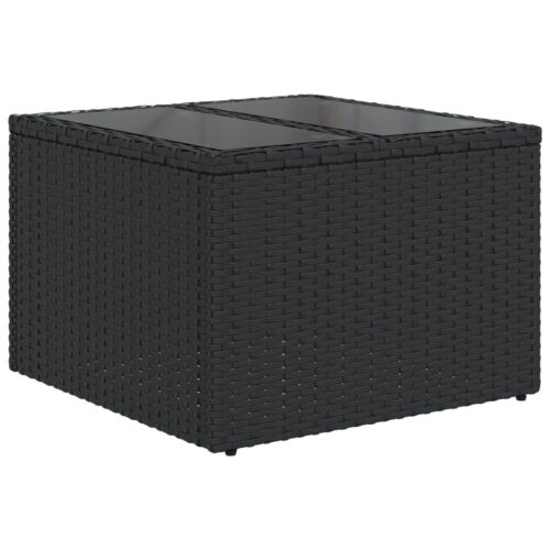 5-Piece Garden Sofa Set with Cushions Black Poly Rattan Wicker Outdoor Patio Furniture - Image 6