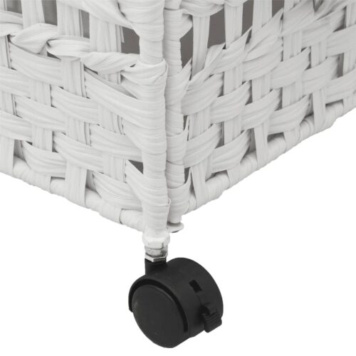 Laundry Basket with Wheels White 66x35x60cm Rattan - Image 9