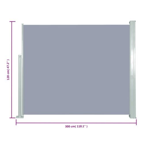 Retractable Side Awning 120 x 300cm Grey - Image 7