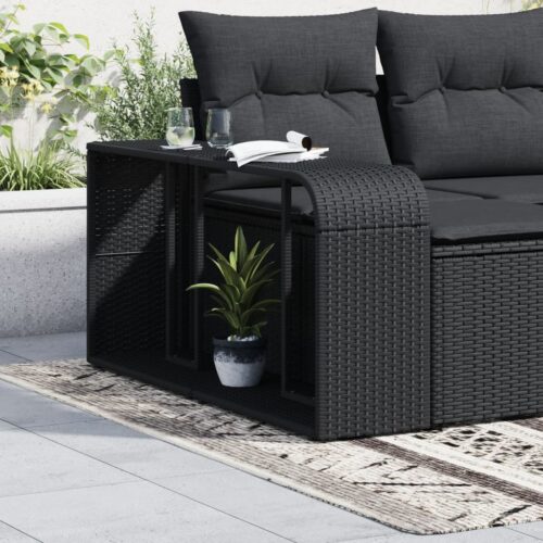Storage Shelves 2pcs Black Poly Rattan - Image 3