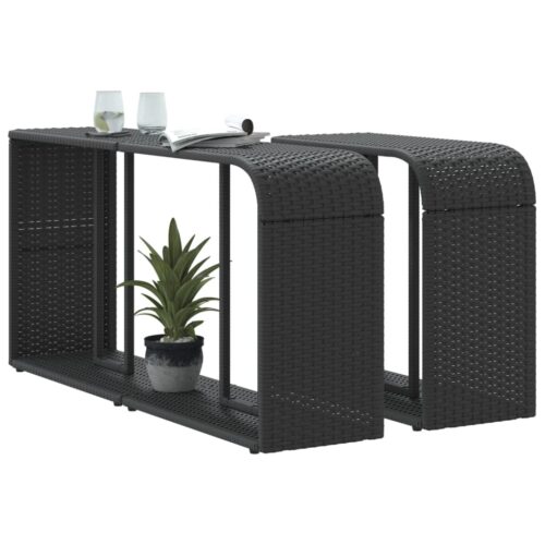 Storage Shelves 2pcs Black Poly Rattan - Image 4