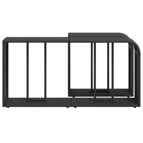 Storage Shelves 2pcs Black Poly Rattan - Image 6