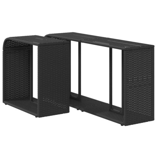 Storage Shelves 2pcs Black Poly Rattan - Image 7