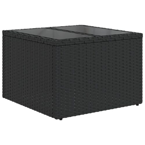 5-Piece Garden Sofa Set with Cushions Black Poly Rattan Wicker Outdoor Patio Furniture - Image 5