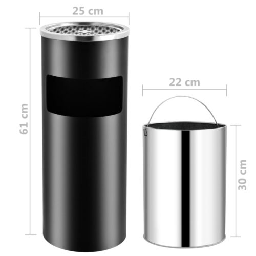 Ashtray Dustbin Hotel 30L Steel Black - Image 6