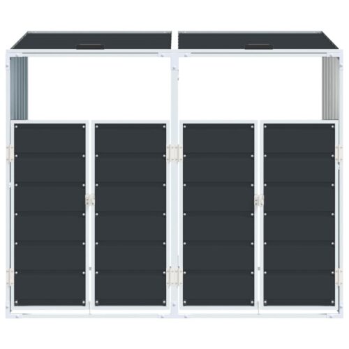 Wheelie Bin Storage for Double Bins Anthracite 144x81x113cm Steel - Image 5