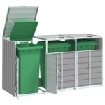 Wheelie Bin Storage for Triple Bins Grey 216x81x115cm Steel