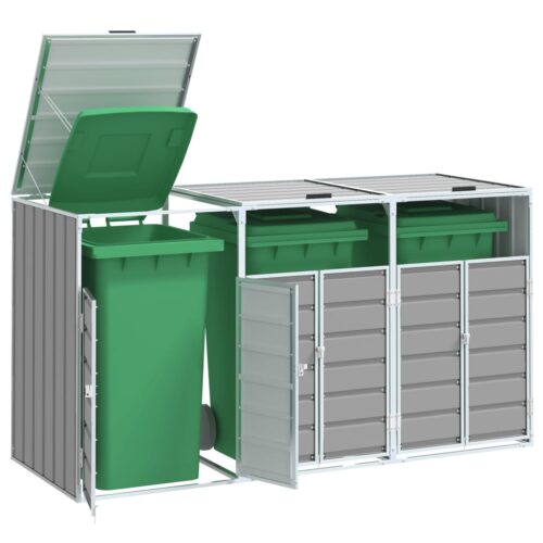 Wheelie Bin Storage for Triple Bins Grey 216x81x115cm Steel