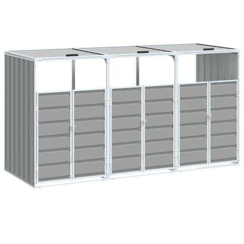 Wheelie Bin Storage for Triple Bins Grey 216x81x115cm Steel - Image 2