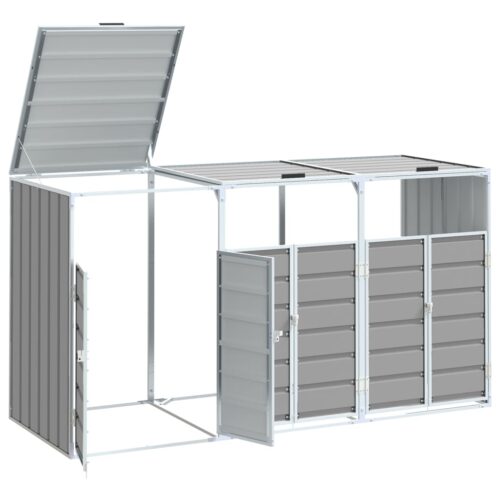 Wheelie Bin Storage for Triple Bins Grey 216x81x115cm Steel - Image 4