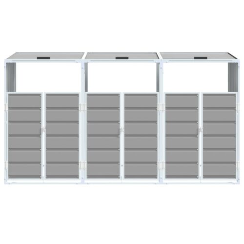 Wheelie Bin Storage for Triple Bins Grey 216x81x115cm Steel - Image 5
