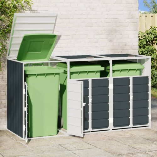 Wheelie Bin Storage for Triple Bins Anthracite 216x81x115cm Steel - Image 3