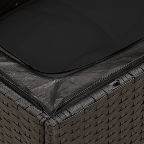 5-Piece Garden Sofa Set with Cushions Black Poly Rattan Wicker Outdoor Patio Furniture - Image 9