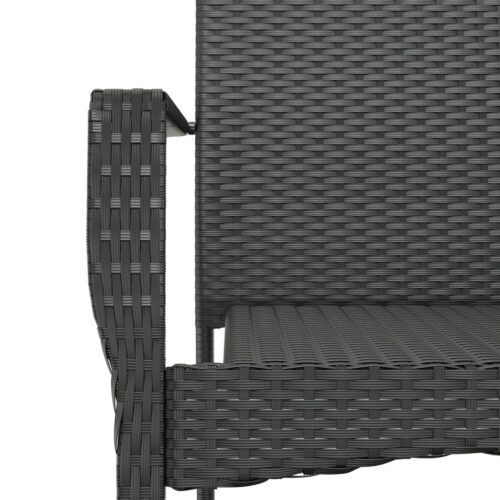 5-Piece Garden Dining Set with Cushions Black Poly Rattan - Image 8