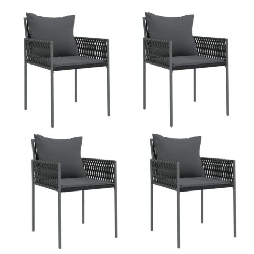 5-Piece Garden Dining Set with Cushions Poly Rattan Steel - Image 4