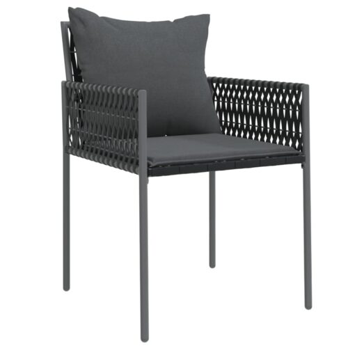 5-Piece Garden Dining Set with Cushions Poly Rattan Steel - Image 5