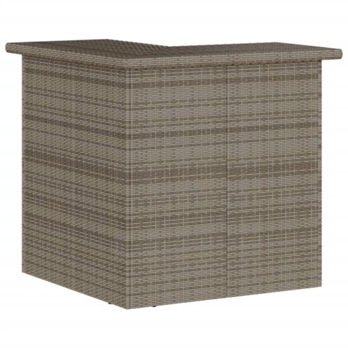 3-Piece Garden Bar Set with Cushions Grey Poly Rattan Wicker Outdoor Patio Furniture - Image 5