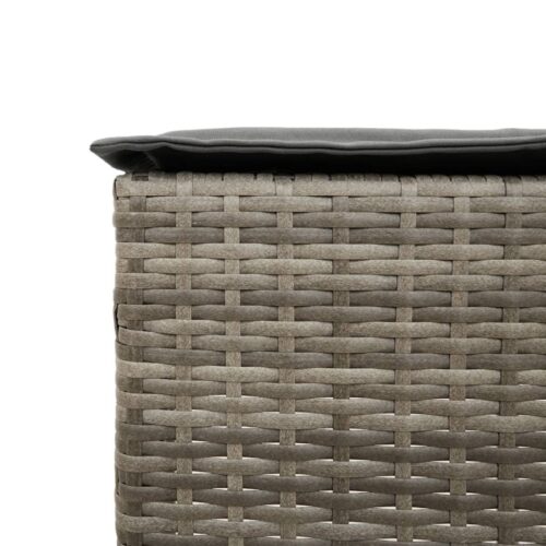 3-Piece Garden Bar Set with Cushions Grey Poly Rattan Wicker Outdoor Patio Furniture - Image 7