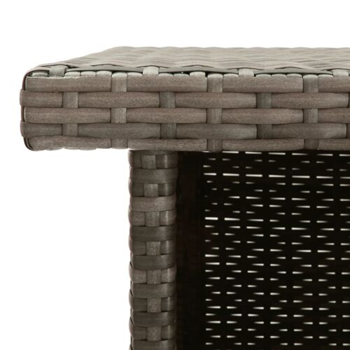 3-Piece Garden Bar Set with Cushions Grey Poly Rattan Wicker Outdoor Patio Furniture - Image 8