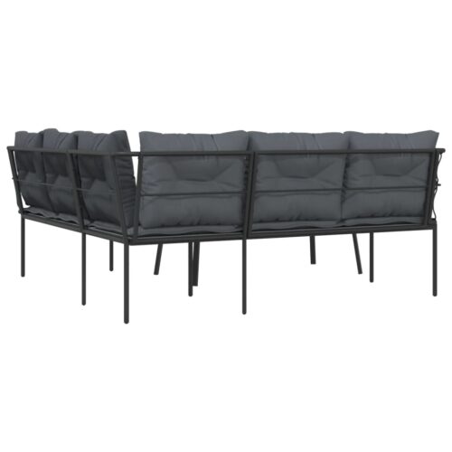 Garden Sofa Set with Cushions Black Steel Textilene - Image 7