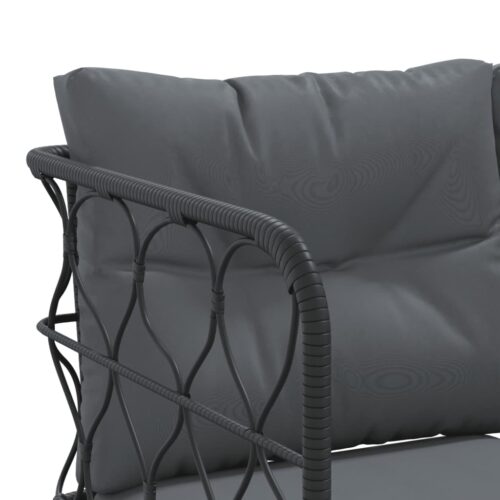Garden Sofa Set with Cushions Black Steel Textilene - Image 8