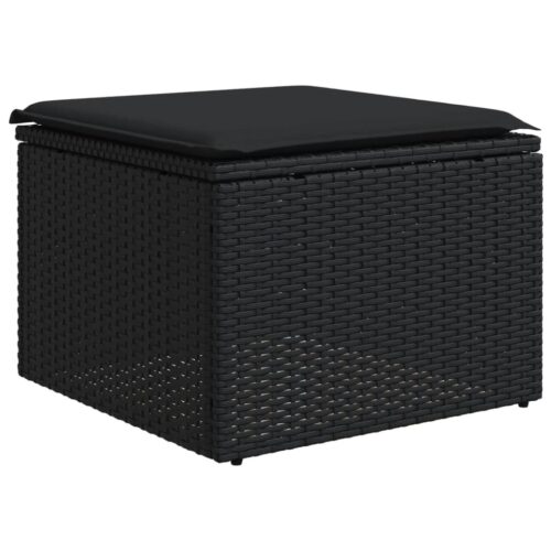 6-Piece Garden Sofa Set with Cushions Black Poly Rattan Wicker Outdoor Patio Furniture - Image 3