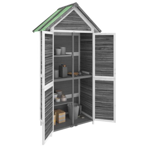 Garden Tool Shed Grey 89x52.5x175cm Solid Wood Pine - Image 3