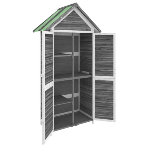 Garden Tool Shed Grey 89x52.5x175cm Solid Wood Pine - Image 5
