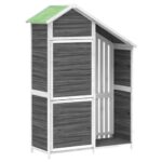 Garden Tool Shed Grey 120x53.5x170cm Solid Wood Pine