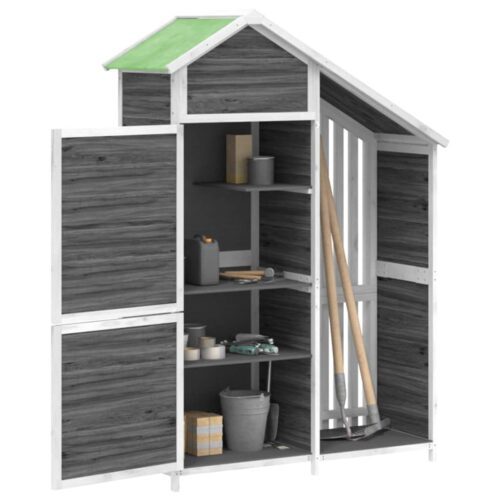 Garden Tool Shed Grey 120x53.5x170cm Solid Wood Pine - Image 3
