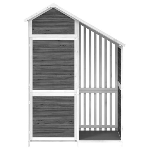 Garden Tool Shed Grey 120x53.5x170cm Solid Wood Pine - Image 4
