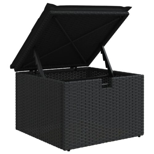 6-Piece Garden Sofa Set with Cushions Black Poly Rattan Wicker Outdoor Patio Furniture - Image 9