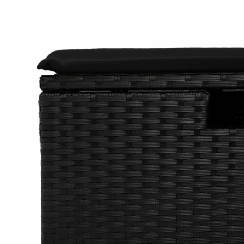 6-Piece Garden Sofa Set with Cushions Black Poly Rattan Wicker Outdoor Patio Furniture - Image 11