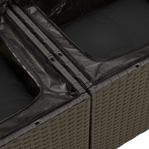 6-Piece Garden Sofa Set with Cushions Black Poly Rattan Wicker Outdoor Patio Furniture - Image 12