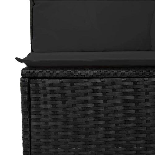 6-Piece Garden Sofa Set with Cushions Black Poly Rattan Wicker Outdoor Patio Furniture - Image 5
