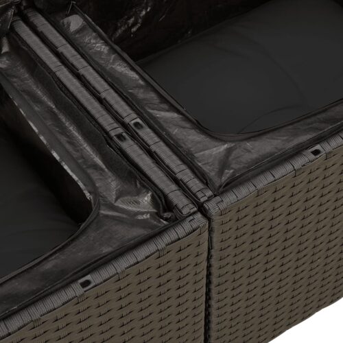 5-Piece Garden Sofa Set with Cushions Black Poly Rattan Wicker Outdoor Patio Furniture - Image 11