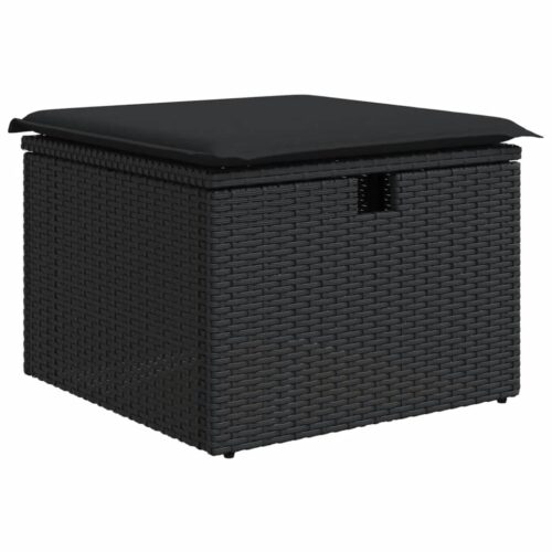 6-Piece Garden Sofa Set with Cushions Black Poly Rattan Wicker Outdoor Patio Furniture - Image 5
