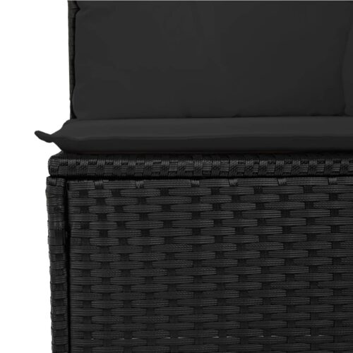 6-Piece Garden Sofa Set with Cushions Black Poly Rattan Wicker Outdoor Patio Furniture - Image 7