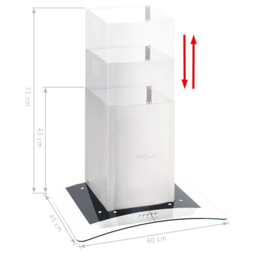 Wall Mounted Range Hood 60cm Stainless Steel 756 m³/h LED - Image 3
