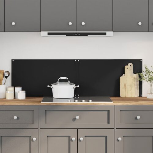 2pcs Tempered Glass Kitchen Backsplash Grease Wall Splashback Black 70x50cm - Image 9