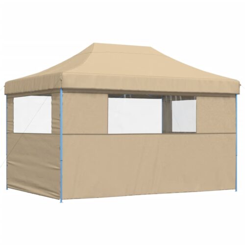 Foldable Party Tent Pop-Up with 3 Sidewalls Beige - Image 5