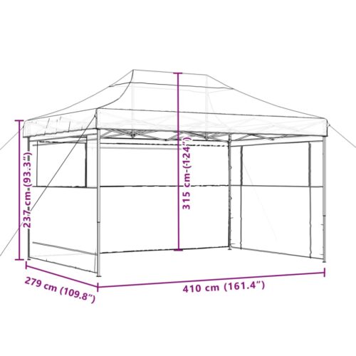 Foldable Party Tent Pop-Up with 3 Sidewalls Beige - Image 9