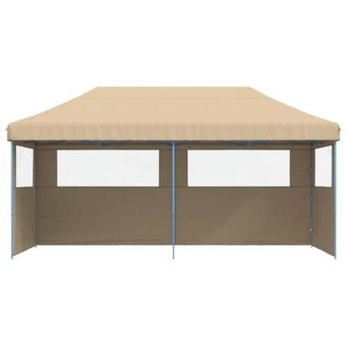 Foldable Party Tent Pop-Up with 3 Sidewalls Beige - Image 3