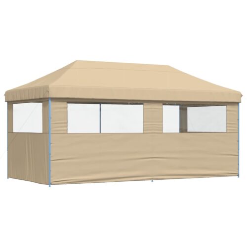 Foldable Party Tent Pop-Up with 3 Sidewalls Beige - Image 5
