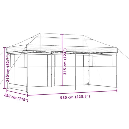 Foldable Party Tent Pop-Up with 3 Sidewalls Beige - Image 9